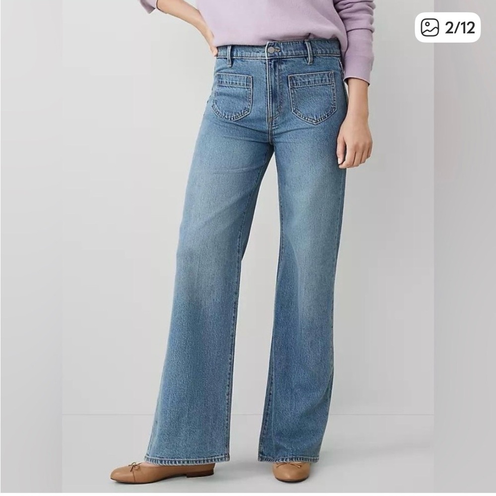 Ann Taylor Wide Leg Jeans with patch pockets size 10P. - Picture 1 of 14
